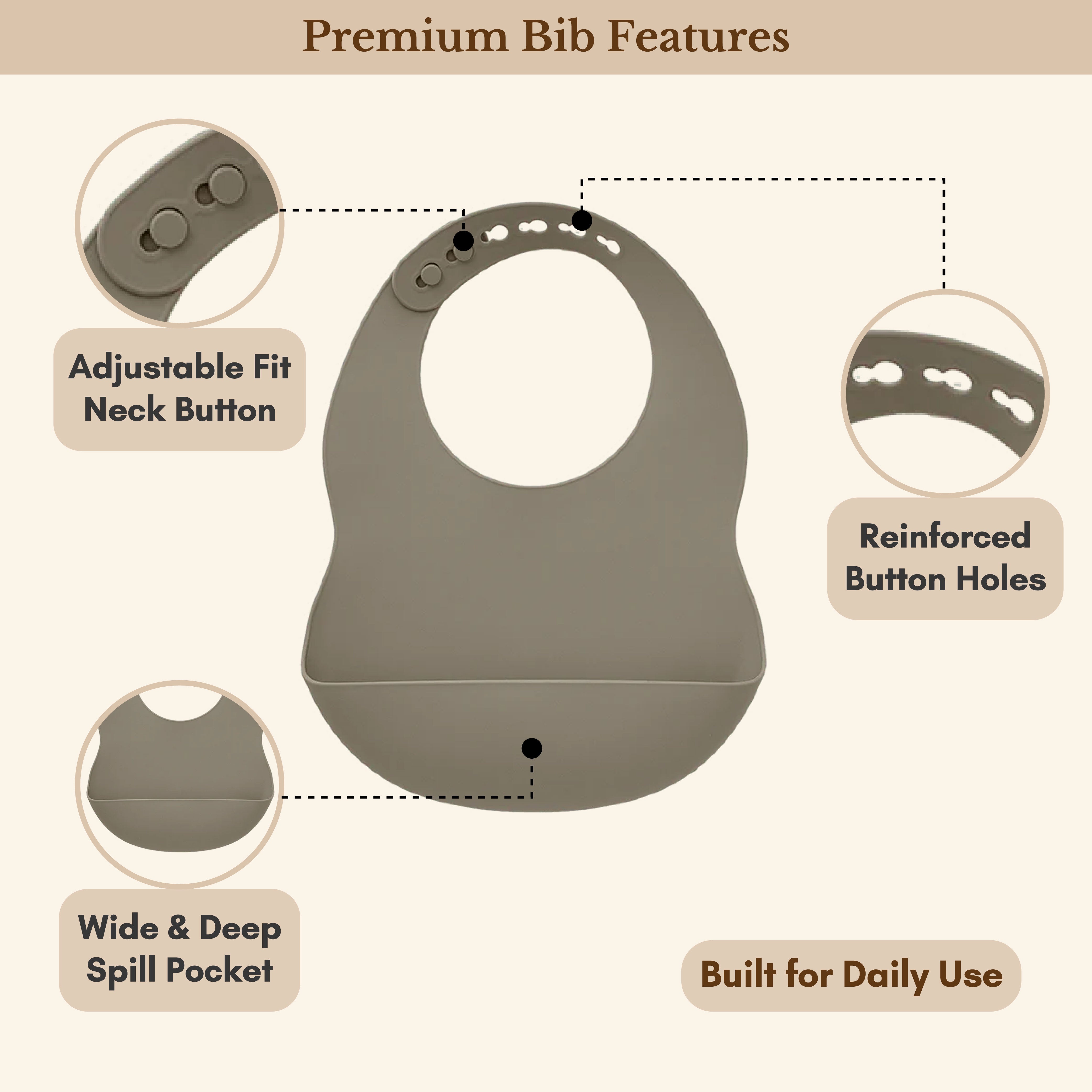 Milk It Baby Army Green Bib & Bowl Set, 100% Food Grade Silicone Set, MI-BBAG001