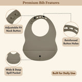 Milk It Baby Army Green Bib & Bowl Set, 100% Food Grade Silicone Set, MI-BBAG001