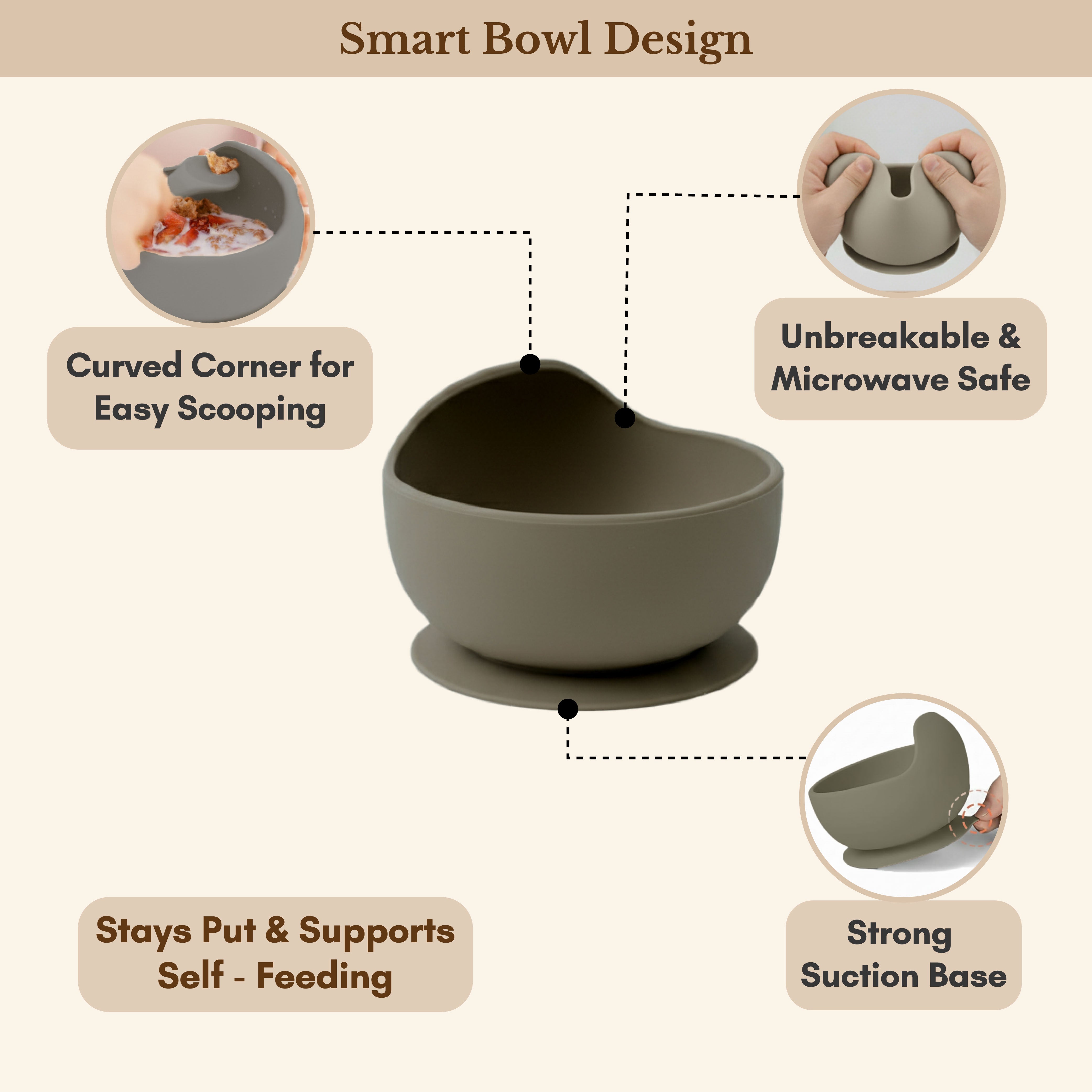 Milk It Baby Army Green Bib & Bowl Set, 100% Food Grade Silicone Set, MI-BBAG001