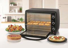 Black+Decker, 70 Litres Double Glass Toaster Oven with Rotisserie, Black, TRO70RDG-B5