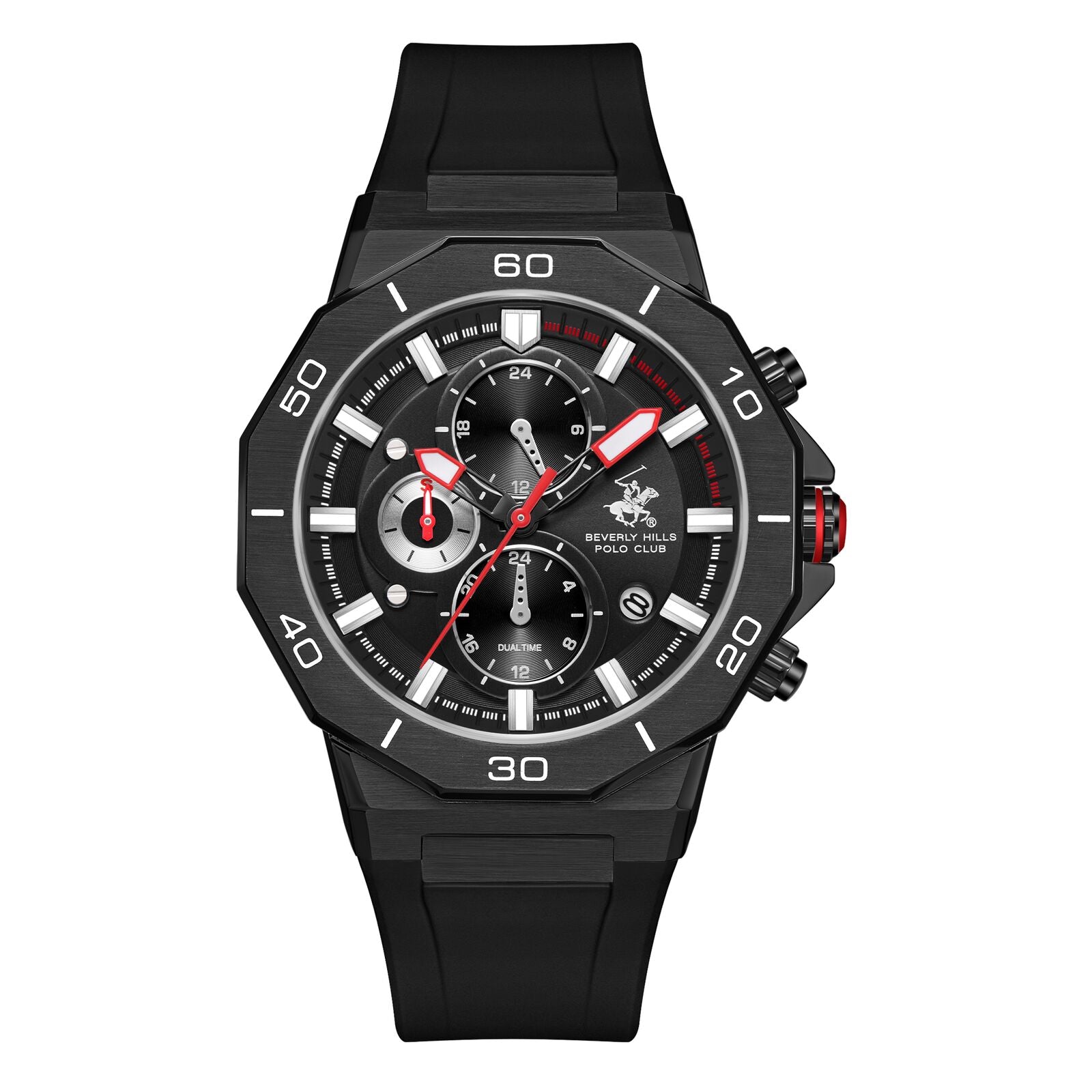 Beverly Hills Polo Club Men's Watch Analog Black Dial with Black Resin Band,  BP3784X.651