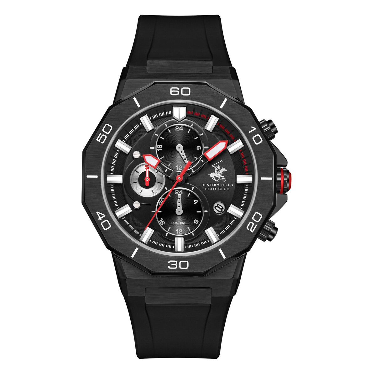 Beverly Hills Polo Club Men's Watch Analog Black Dial with Black Resin Band,  BP3784X.651