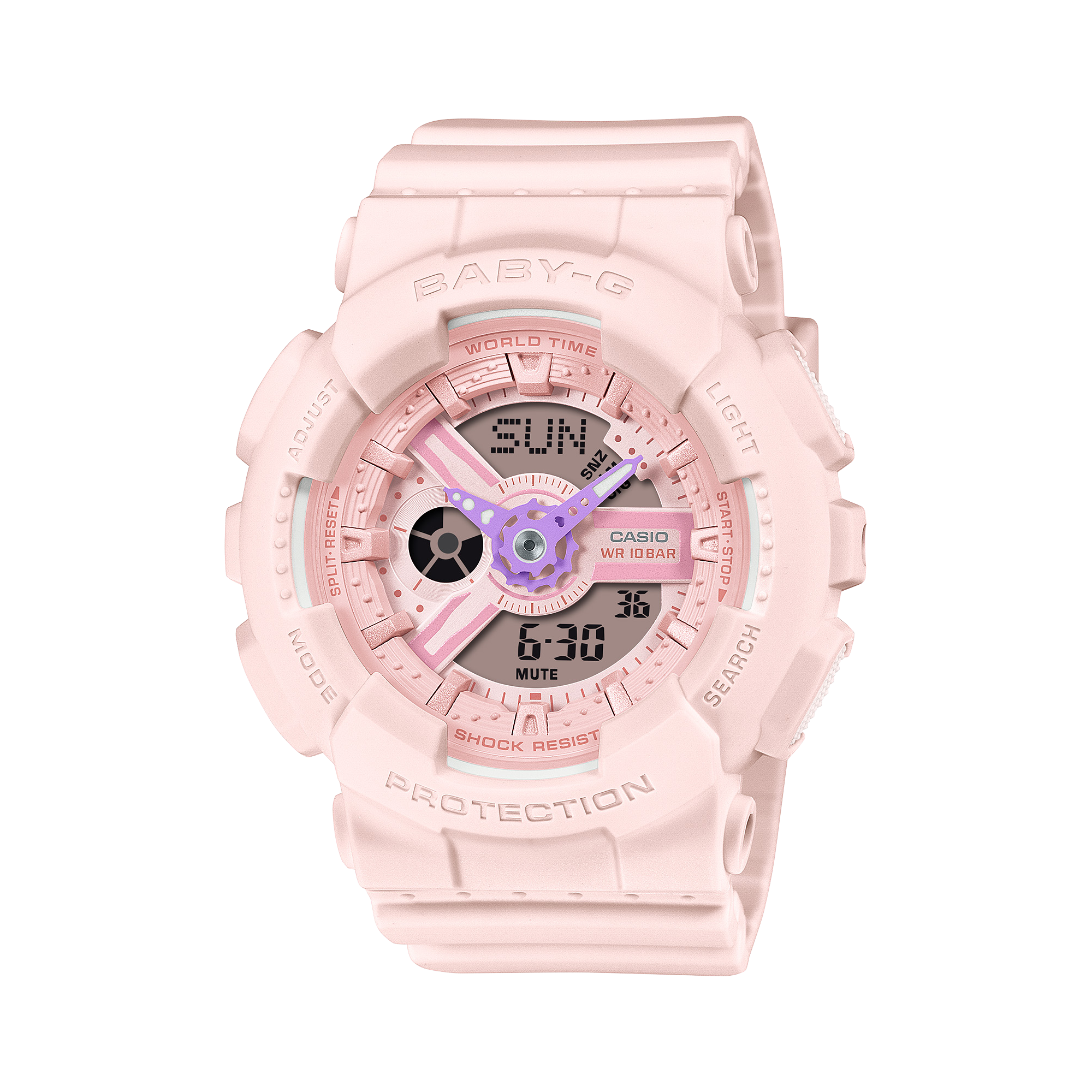 Baby G Women Watch Analog-Digital Dial with Pink Resin Band, BA-110AH-4ADR | Bahrain