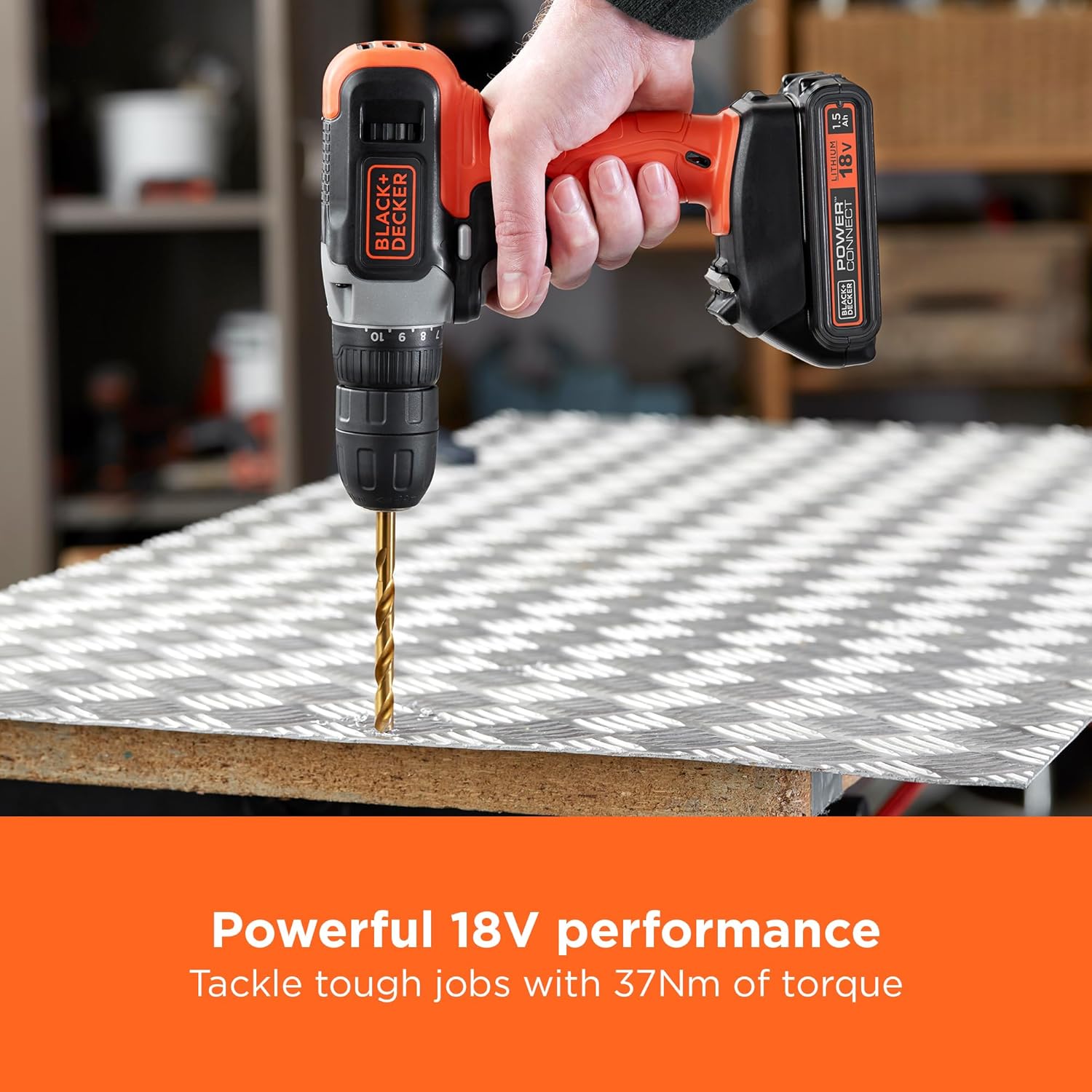Black+Decker, 18V 1 Speed Drill Driver & 1*1AH Battery, BCD001C1
