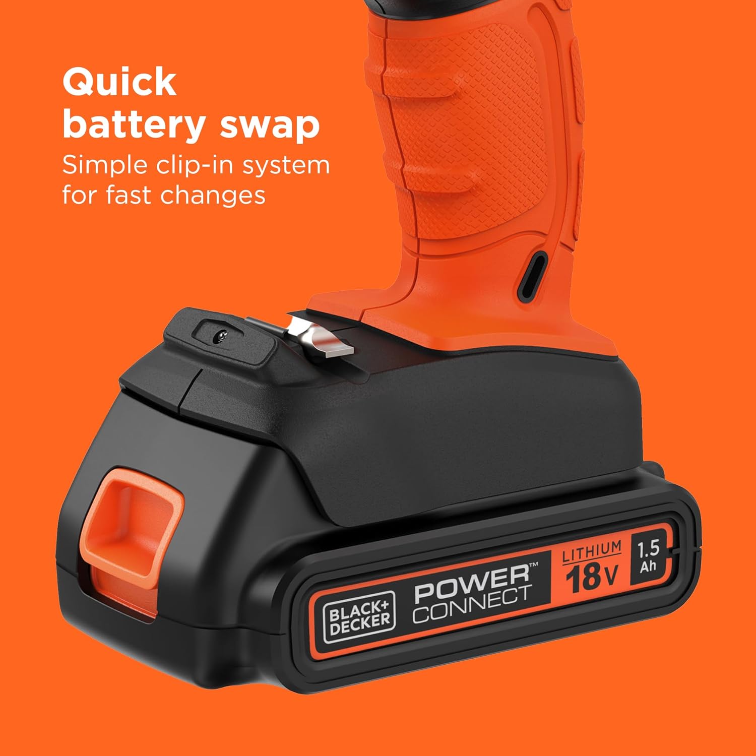 Black+Decker, 18V 1 Speed Drill Driver & 1*1AH Battery, BCD001C1