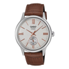 Casio Beside Collection Men's Watch Multifunction Analog White Dial and Sapphire Crystal Glass with Brown Leather Strap, BMS-100L-5AVDF product image
