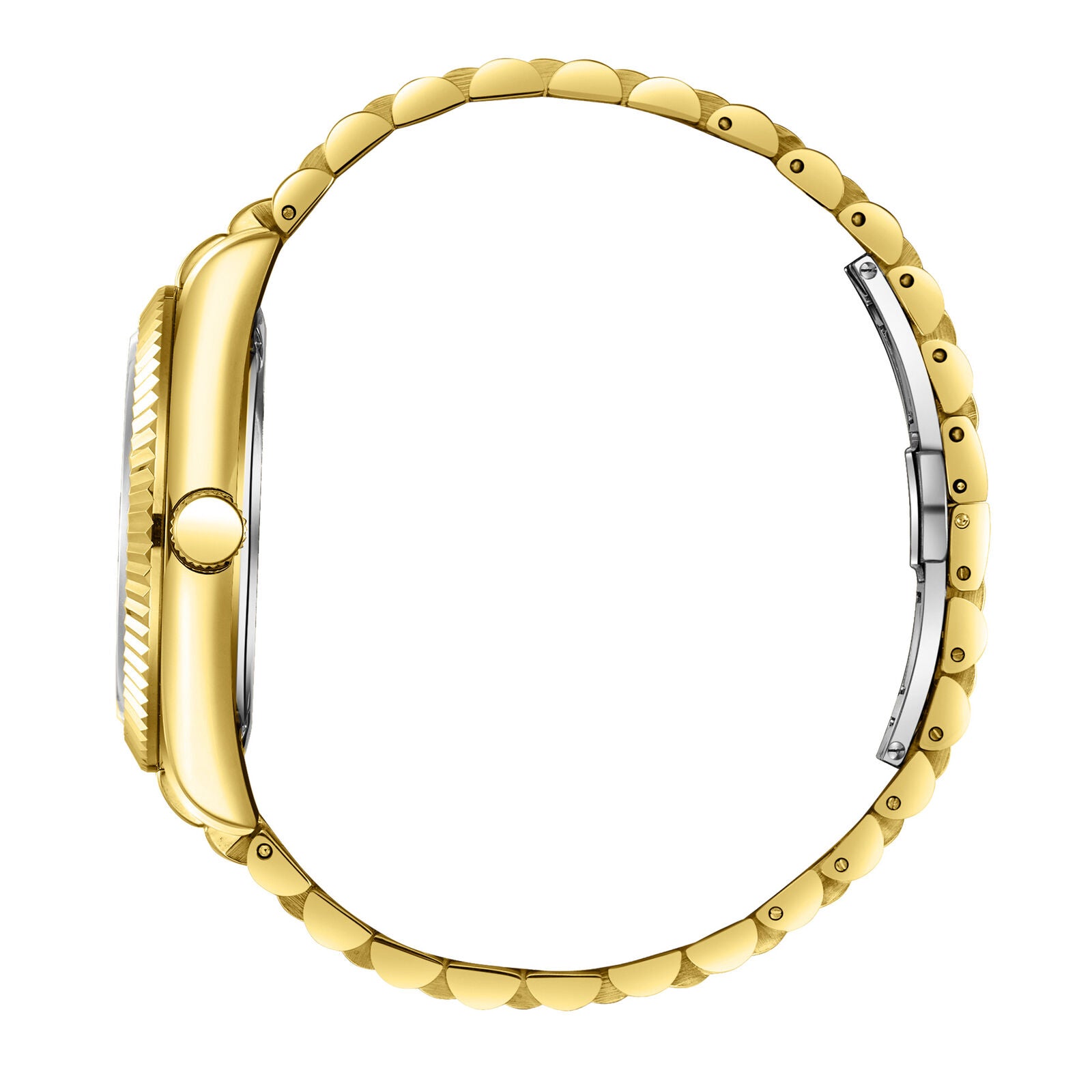 Beverly Hills Polo Club Men's Analog Watch, White Ceramic Dial  With Golden Stainless Steel Band, BP3018X.130