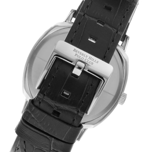 Beverly Hills Polo Club Men's Watch Analog Black Dial with Black Leather Band, BP3022X.351