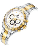 Beverly Hills Polo Club Men's Multifunction Watch with White Dial and Silver and Gold Stainless Steel Band, BP3127X.230