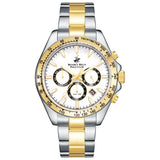 Beverly Hills Polo Club men analog watch, white dial with two tone stainless steel band, model BH-BP3127X.230, Bahrain