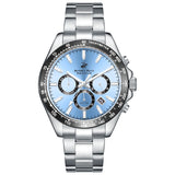 Beverly Hills Polo Club Men's Analog Watch, Blue Dial Multi-Function With Silver Stainless Steel Band, BP3127X.300