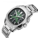 Beverly Hills Polo Club Men's Multifunction Watch with Green To Black Dial and Silver Stainless Steel Band, BP3212X.370