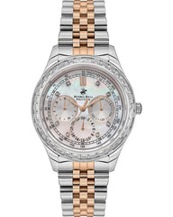 Beverly Hills Polo Club Women's Watch, Analog, Pearl Dial, Silver & Rose Gold Stainless Steel Strap, BP3563X.520