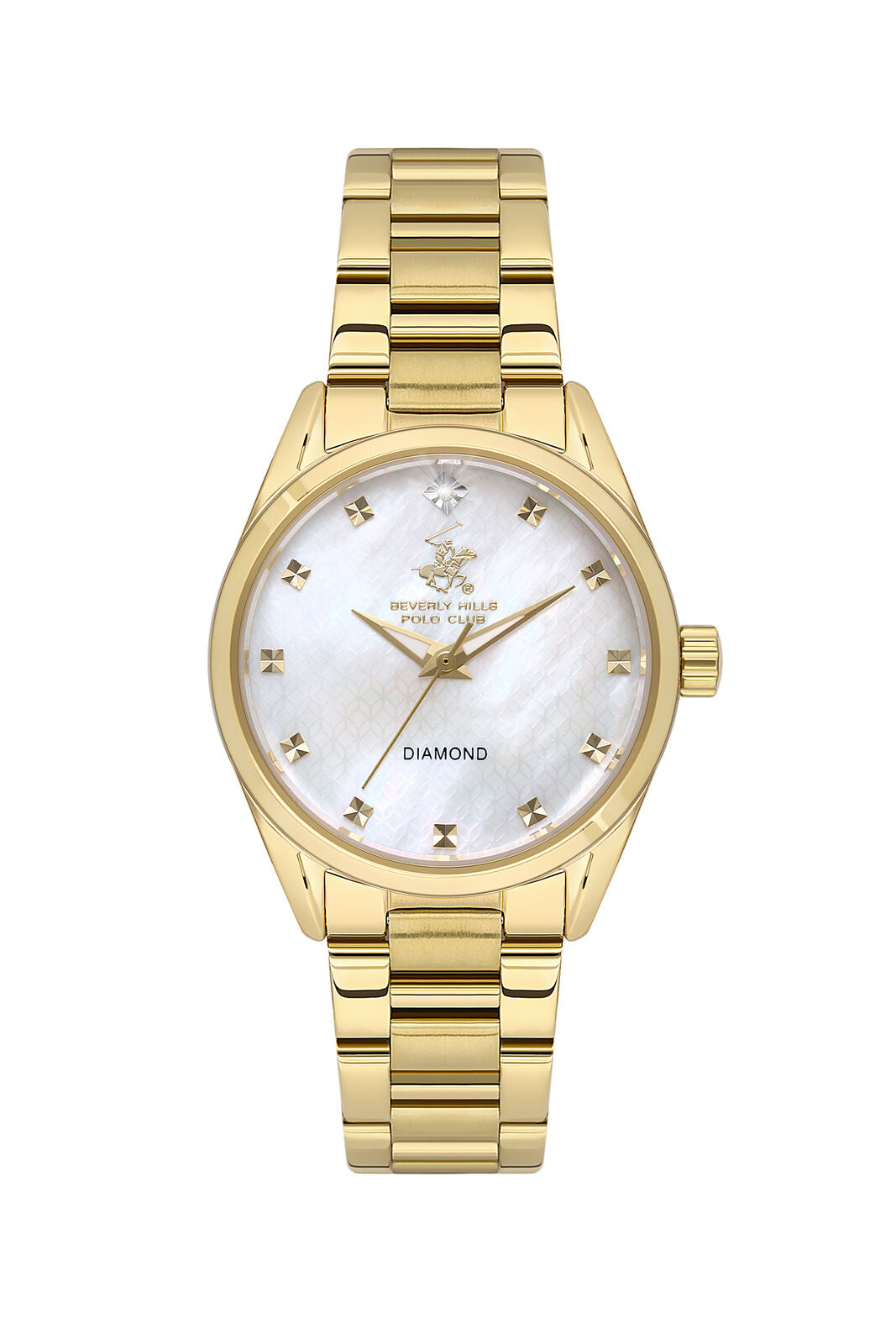 Beverly Hills Polo Club Women's Analog Watch, Mother Of Pearl Dial With Golden Stainless Steel Band, BP3601C.120