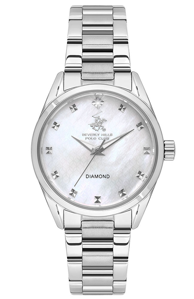 Beverly Hills Polo Club Women's Analog Watch, Mother Of Pearl Dial With Silver Stainless Steel Band, BP3601C.320