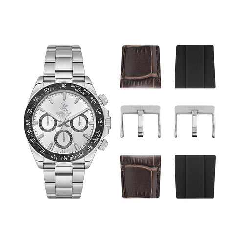 Beverly Hills Polo Club, Men's, Analog Watch, Silver Dial, with Stainless Steel Band, BH-BP3608X.330