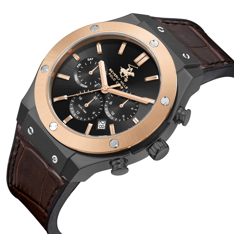 Beverly Hills Polo Club, Men's, Analog Watch, Black Dial, with Leather Band, BH-BP3690X.062