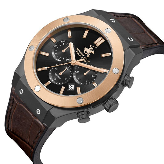 Beverly Hills Polo Club, Men's, Analog Watch, Black Dial, with Leather Band, BH-BP3690X.062