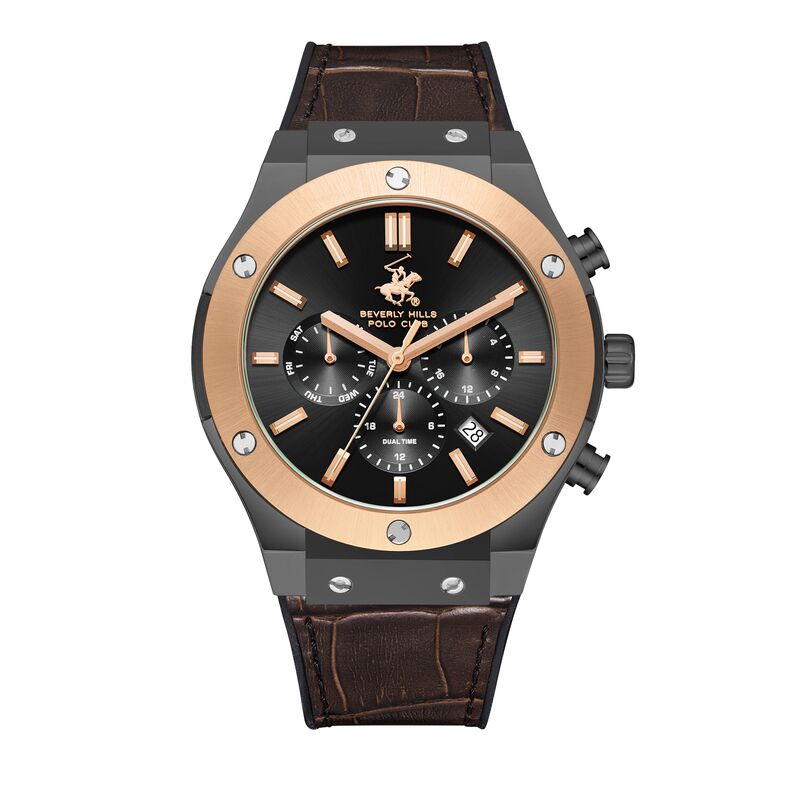 Beverly Hills Polo Club, Men's, Analog Watch, Black Dial, with Leather Band, BH-BP3690X.062