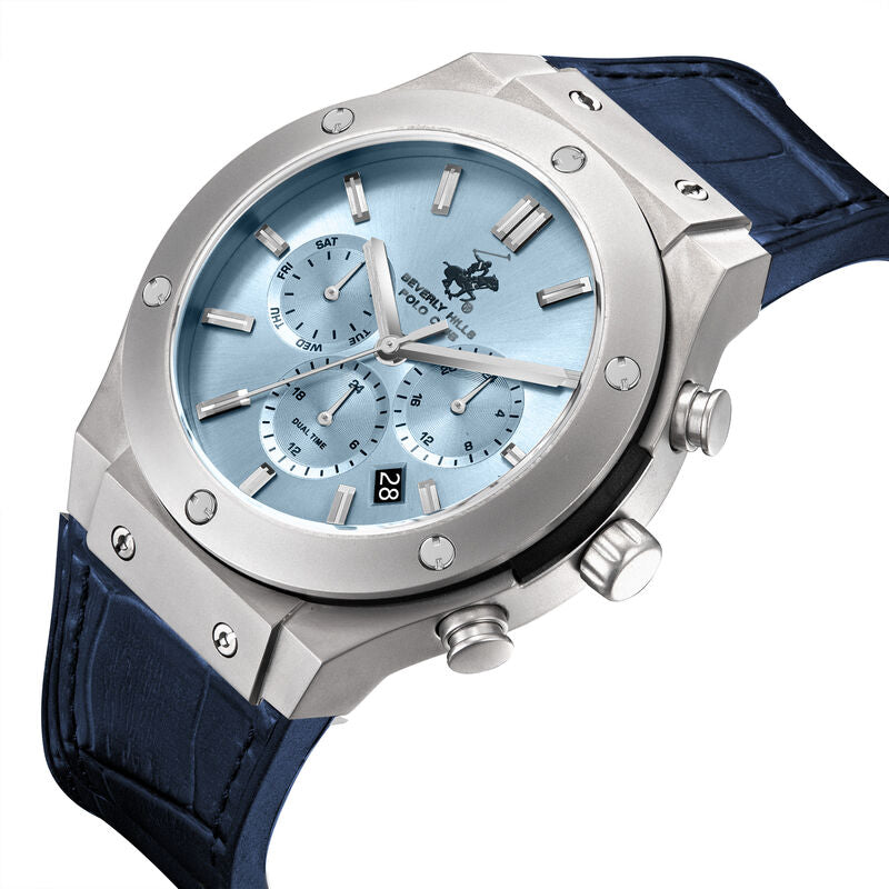 Beverly Hills Polo Club, Men's, Analog Watch, Blue Dial, with Leather Band, BH-BP3690X.307