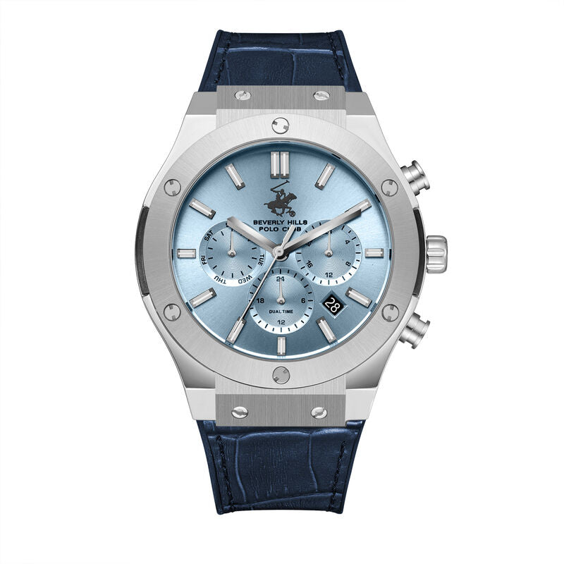 Beverly Hills Polo Club, Men's, Analog Watch, Blue Dial, with Leather Band, BH-BP3690X.307