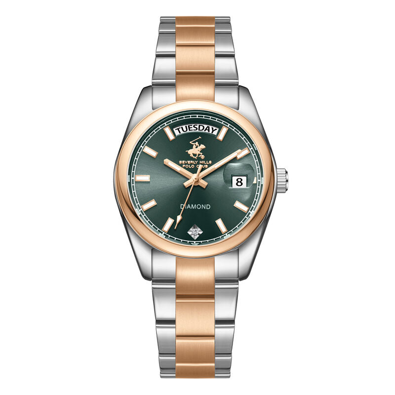 Beverly Hills Polo Club, Men's, Analog Watch, Green Dial, with Stainless Steel Band, BH-BP3709X.570