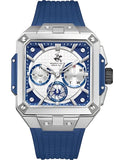 Beverly Hills Polo Club Men's Multifunction Watch with Silver Dial and Blue Silicone Band, BP3742X.339