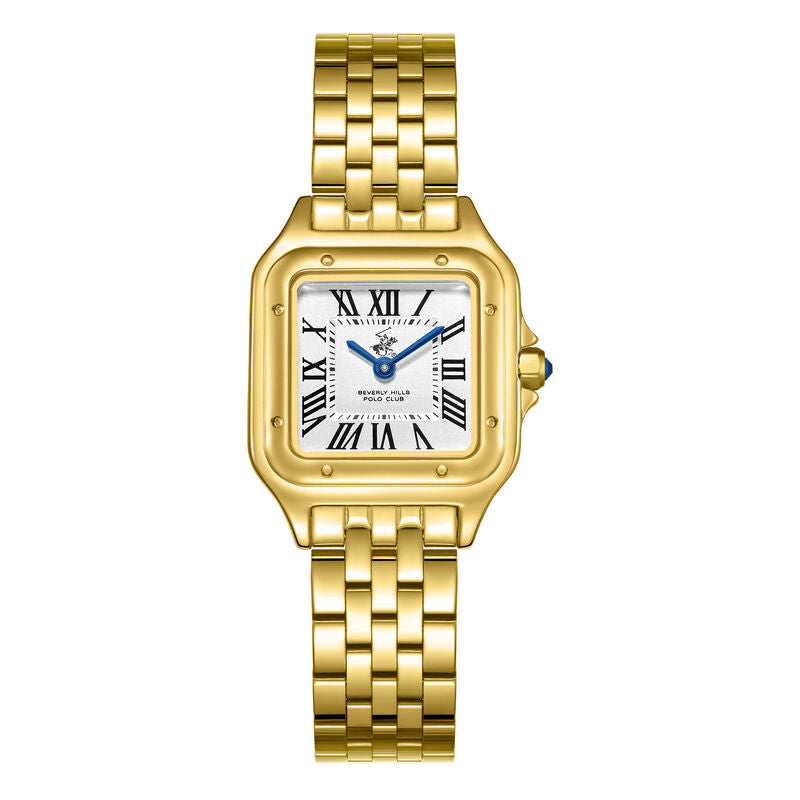 Beverly Hills Polo Club Women's Watch White Dial with Gold Stainless Steel Band, BP3755C.130