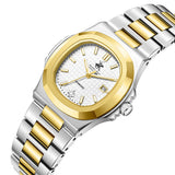 Beverly Hills Polo Club Women's Diamond Accent Date Analog Watch with Silver Dial and Silver and Gold Stainless Steel Band, BP3780X.230
