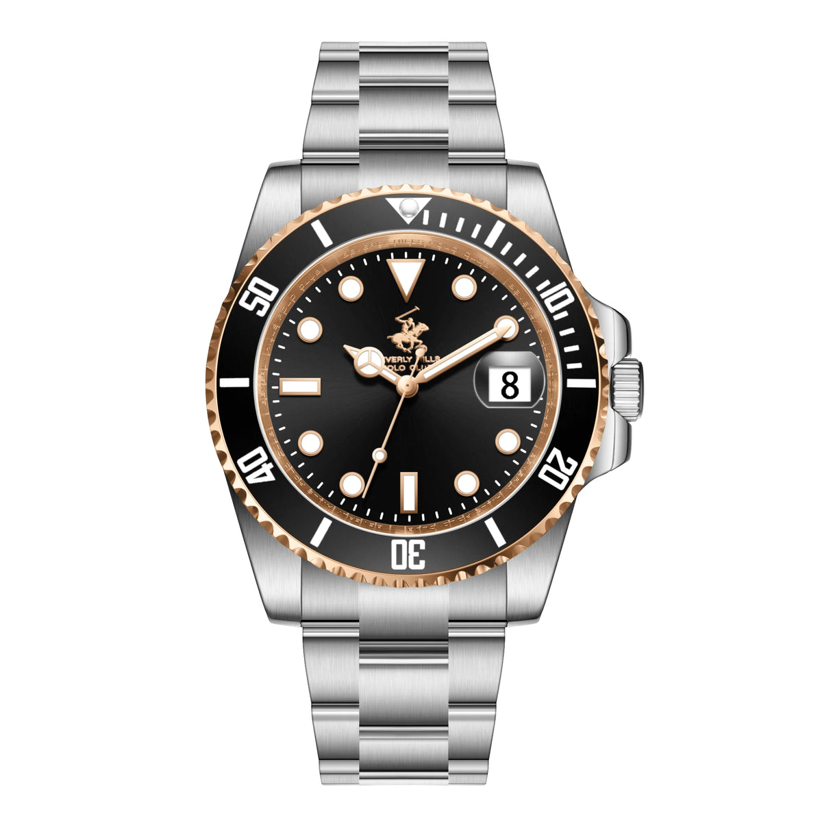 Beverly Hills Polo Club, Men's, Analog Watch, Black Dial, with Stainless Steel Band, BH-BP3791X.550