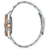 Beverly Hills Polo Club Men's Date Analog Watch with Dark Blue Dial and Silver and rose-gold-111 Stainless Steel Band, BP3797X.590