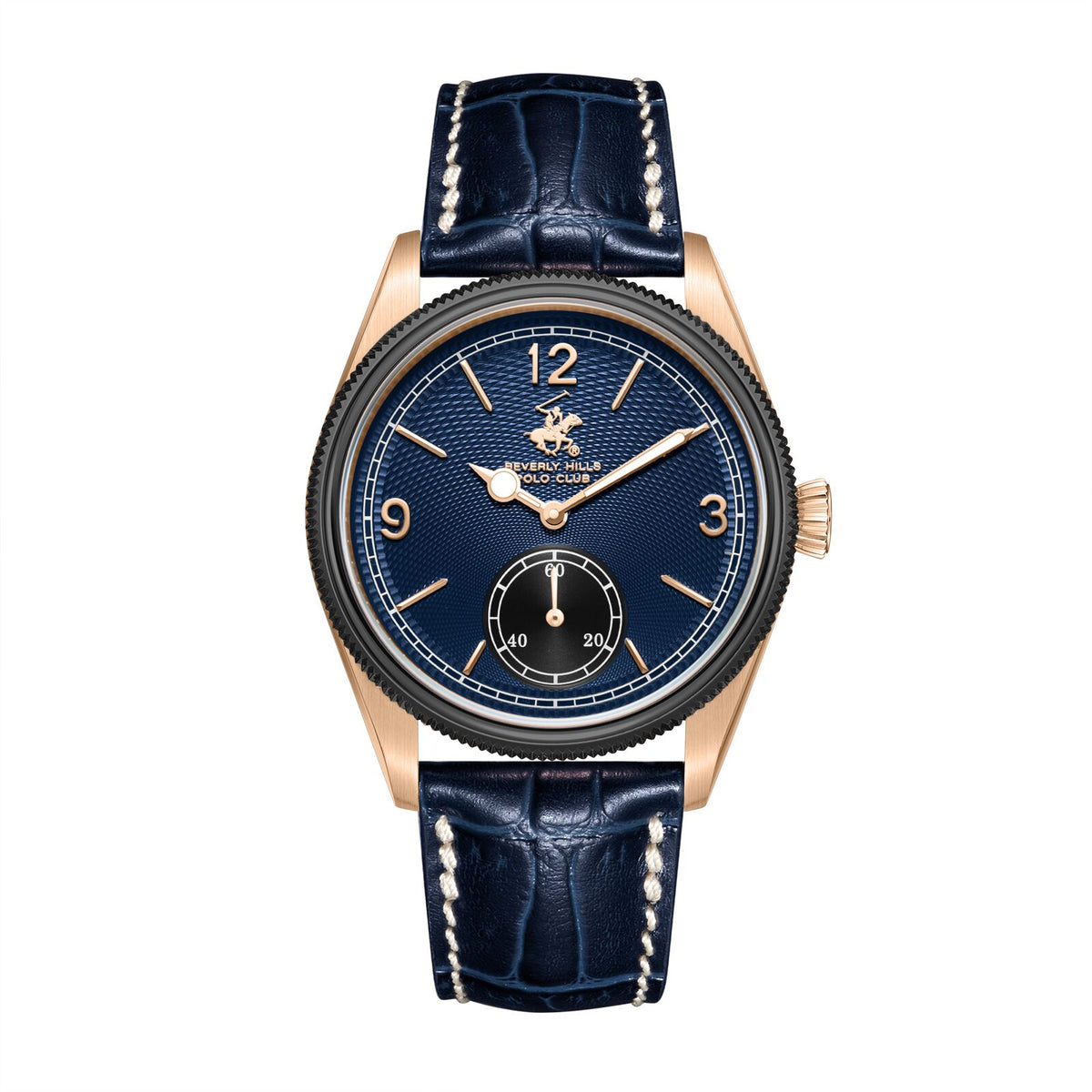 Beverly Hills Polo Club Men's Slim Analog Watch, Dark Blue Dial  With Blue Leather Strap, BP3807X.599