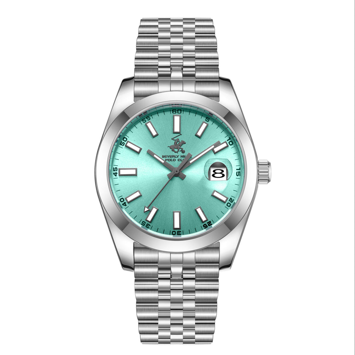 Beverly Hills Polo Club Men's Analog Watch, Blue Dial  With Silver Stainless Steel Band, BP3810X.300