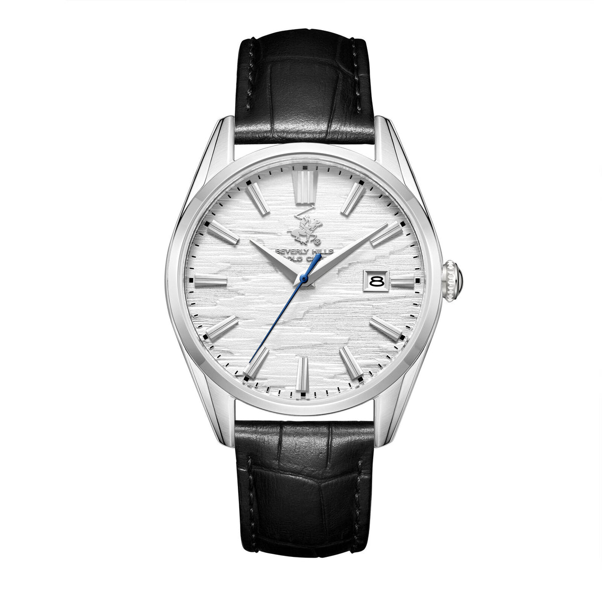Beverly Hills Polo Club Men's Analog Watch, Silver Dial  With Black Leather Strap, BP3811X.331