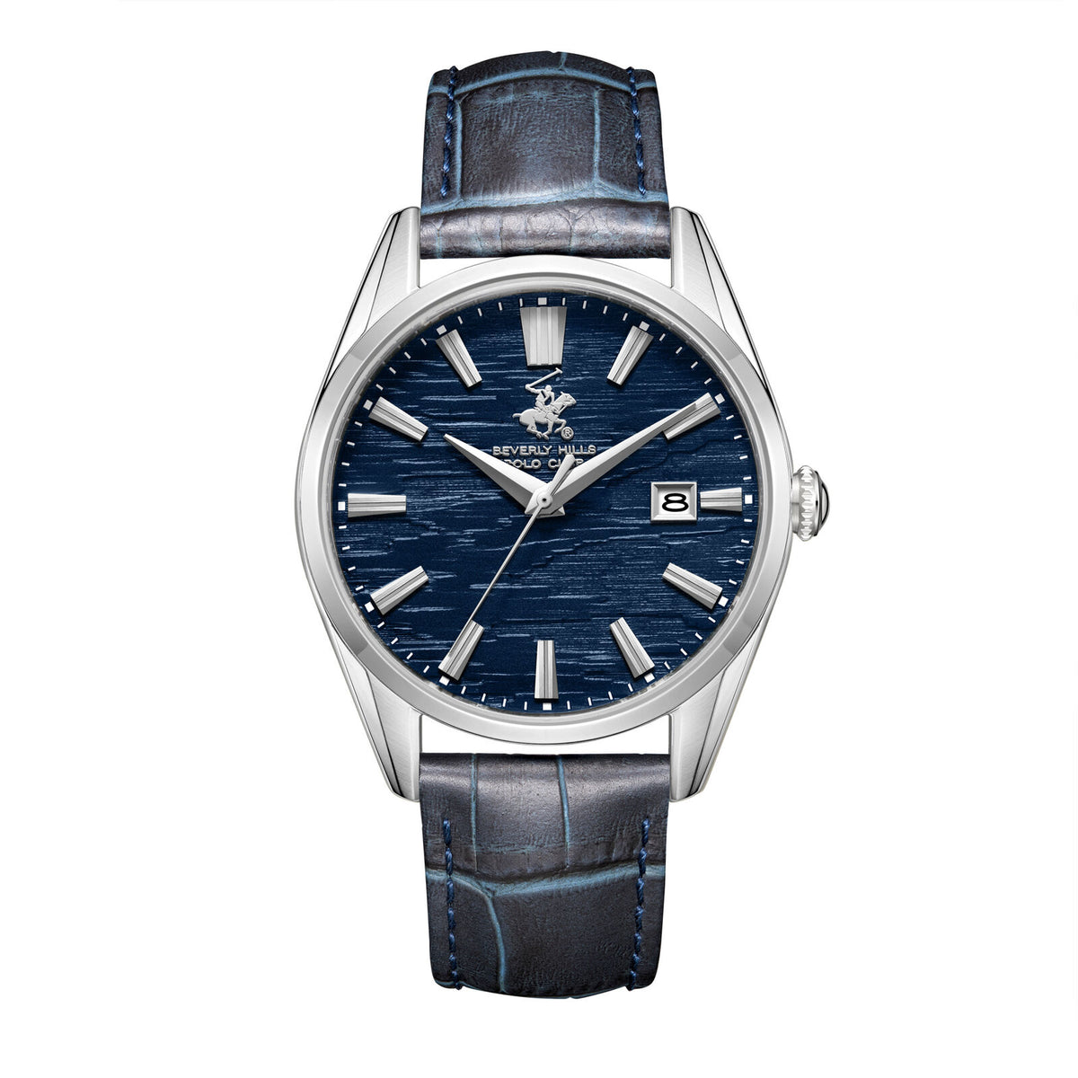 Beverly Hills Polo Club Men's Analog Watch, Blue Dial  With Blue Leather Strap, BP3811X.399