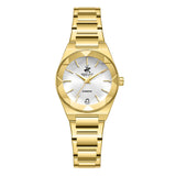 Beverly Hills Polo Club Women's Analog Watch, Silver Dial  With Golden Stainless Steel Band, BP3813C.130