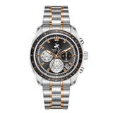 Beverly Hills Polo Club Men's Analog Watch, Black Dial Multi-Function Silver Stainless Steel Band, BP3814X.550