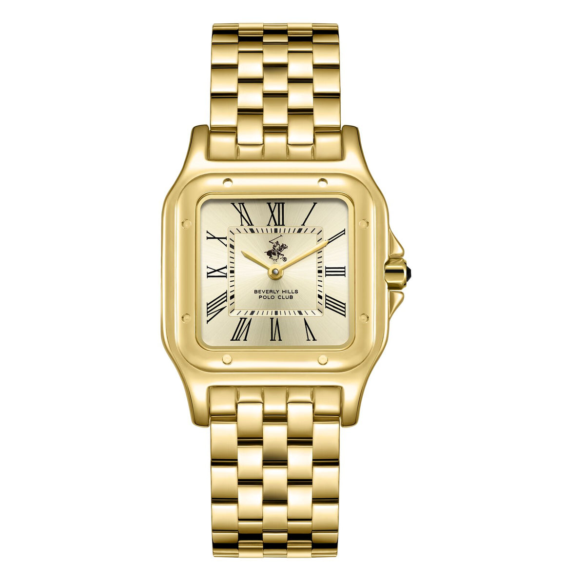Beverly Hills Polo Club Women's Analog Watch, Golden Dial  With Golden Stainless Steel Band, BP3824C.110