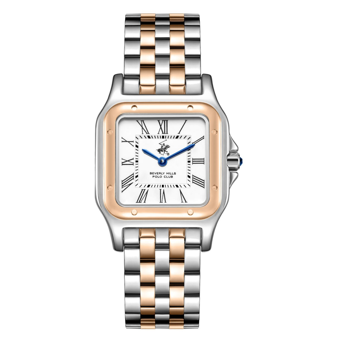 Beverly Hills Polo Club Women's Analog Watch, White Ceramic Dial  With Two Tone Stainless Steel Band, BP3824C.530
