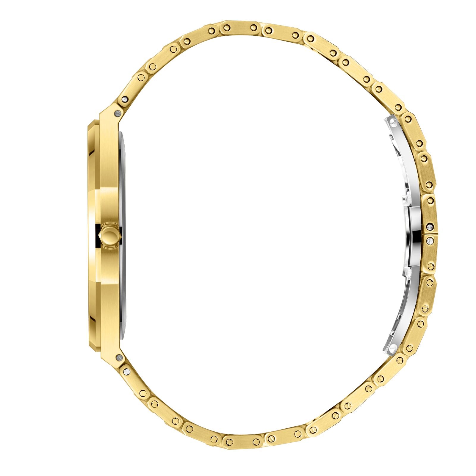 Beverly Hills Polo Club Men's Slim Analog Watch, Silver Dial  With Golden Metal Band, BP3825X.130