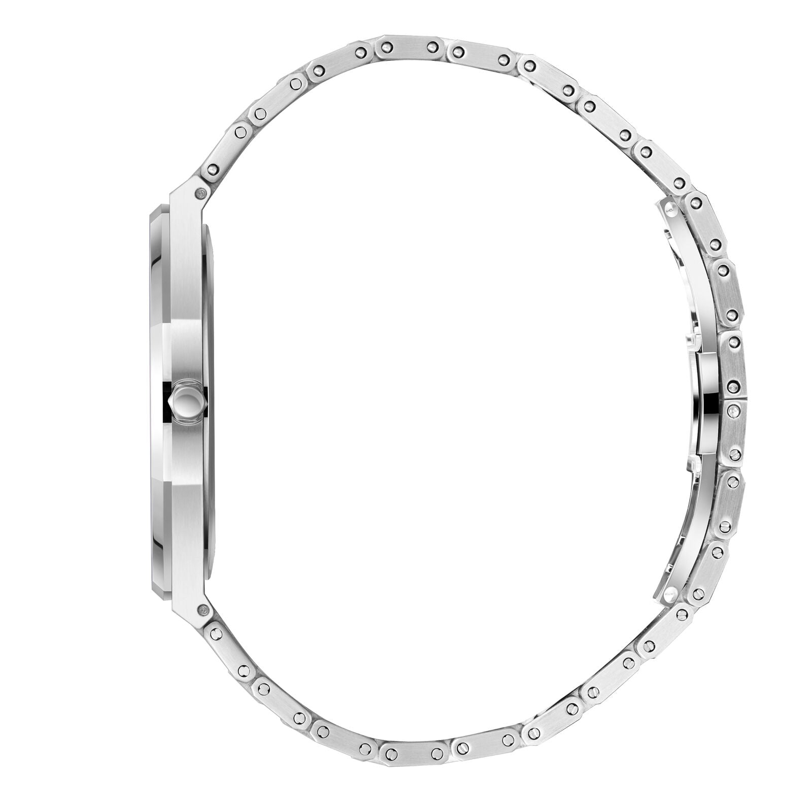 Beverly Hills Polo Club Men's Slim Analog Watch, Gun Black Dial  With Silver Metal Band, BP3825X.350