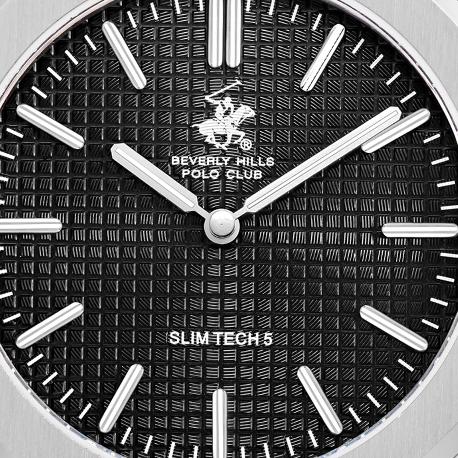 Beverly Hills Polo Club Men's Slim Analog Watch, Gun Black Dial  With Silver Metal Band, BP3825X.350