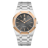 Beverly Hills Polo Club Men's Slim Analog Watch, Gun Dial  With Silver Metal Band, BP3825X.560