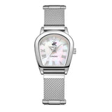 Beverly Hills Polo Club Women's Analog Watch, Mother Of Pearl Dial  With Silver Stainless Steel Mesh Band, BP3826C.320