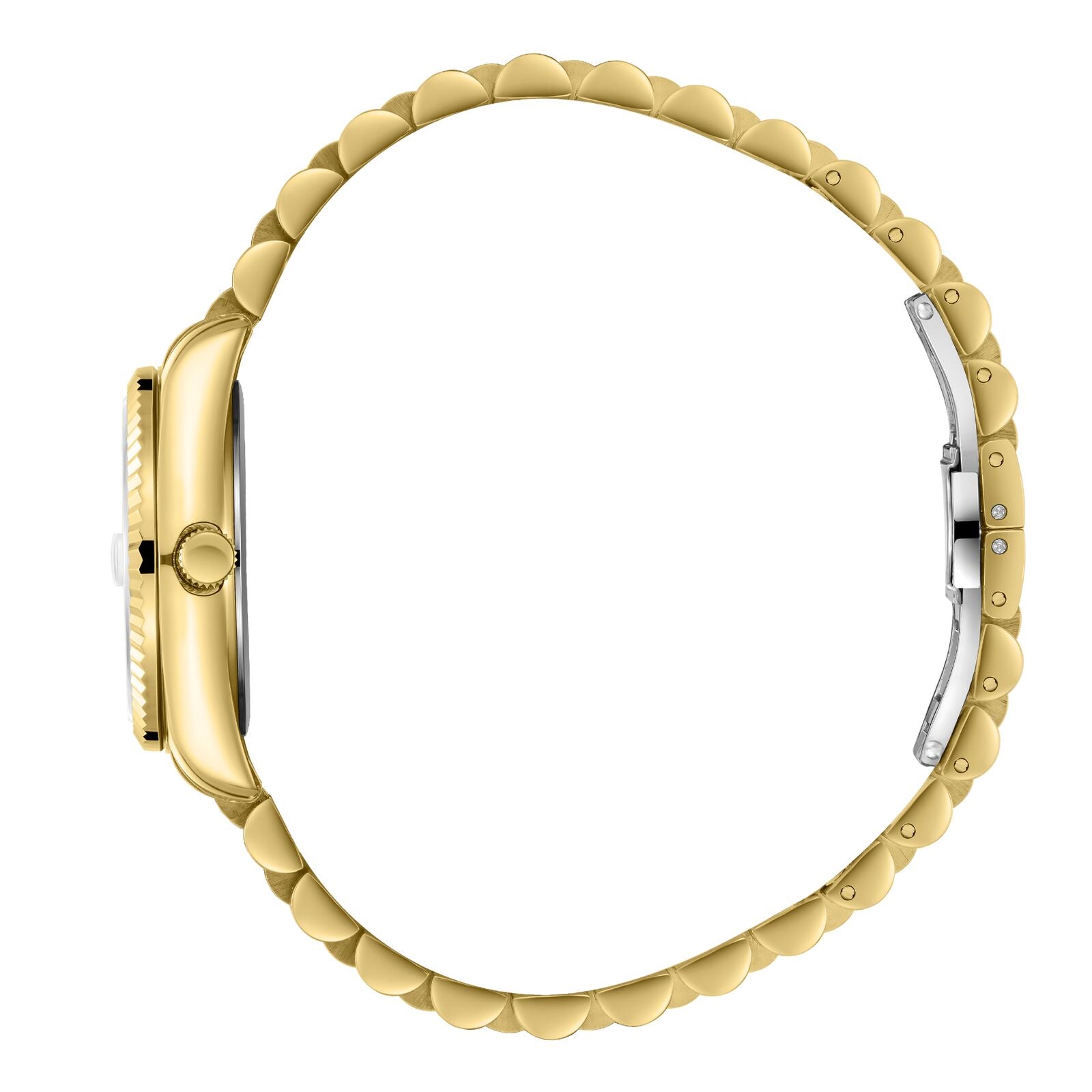 Beverly Hills Polo Club Women's Analog Watch, Silver Dial  With Golden Stainless Steel Band, BP3827X.130