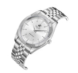 Beverly Hills Polo Club Men's Slim Analog Watch, Silver Dial  With Silver Stainless Steel Band, BP3830X.330