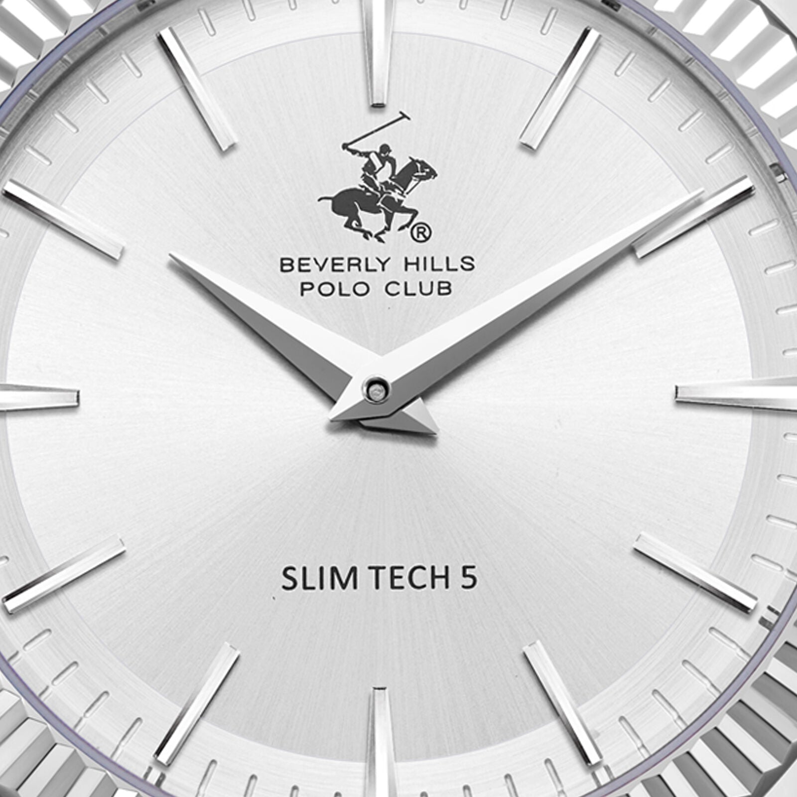 Beverly Hills Polo Club Men's Slim Analog Watch, Silver Dial  With Silver Stainless Steel Band, BP3830X.330