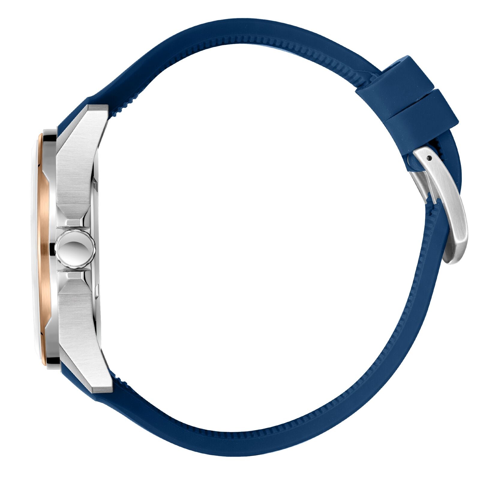 Beverly Hills Polo Club Men's Analog Watch, Silver Dial Multi-Function With Blue Silicon Strap, BP3837X.339