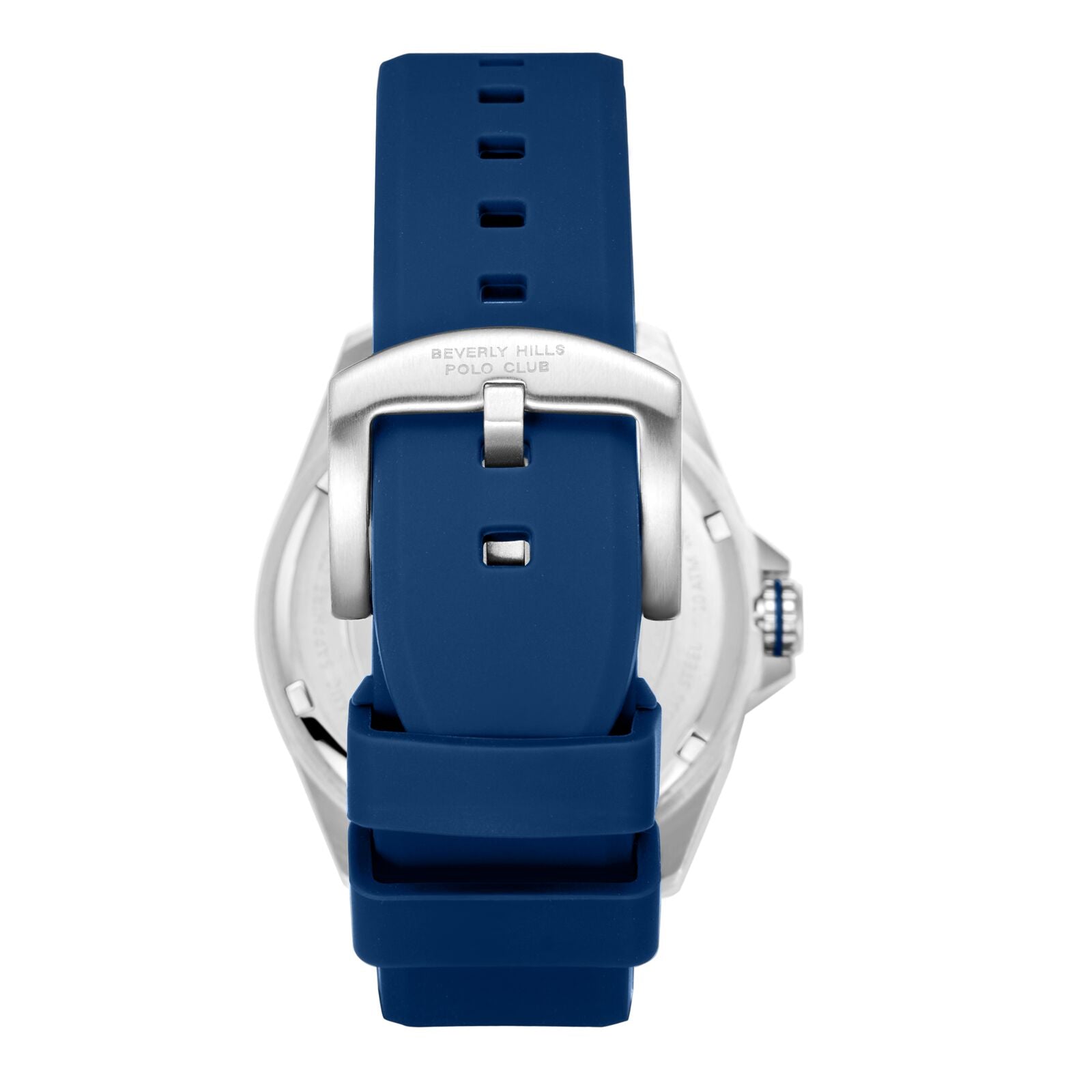 Beverly Hills Polo Club Men's Analog Watch, Silver Dial Multi-Function With Blue Silicon Strap, BP3837X.339