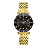 Beverly Hills Polo Club Women's Analog Watch, Black Dial  With Golden Stainless Steel Band, BP3839C.150